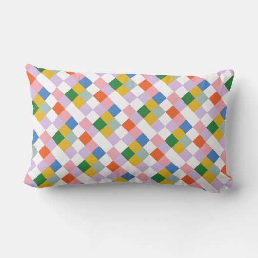 可愛モダンいよくはしゃぐチェックのパターン ランバークッション (裏面)