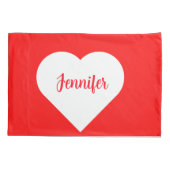 可愛モダンいカスタムハートブライトレッド&ホワイト 枕カバー (裏面)