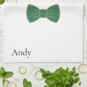 可愛モダンいカスタム雪だるま顔エプロン蝶ネクタイ キッチンタオル (折り畳み)