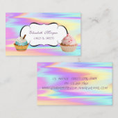 可愛モダンいカップケーキベーカリーホログラフィカラフルック 名刺 (正面/裏面)