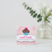 可愛モダンいカップケーキ淡い色のベーカリー スクエア名刺 (スタンド正面)