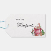 可愛モダンいカップメリークリスマスハッピーホリデーズGIF ギフトタグ (裏面横)