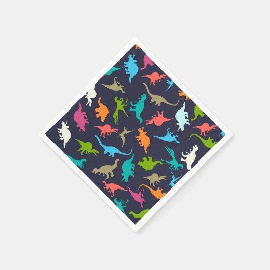 可愛モダンいカラフルおもしろい恐竜キッズパーティー スタンダードカクテルナプキン (角)
