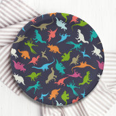 可愛モダンいカラフルおもしろい恐竜キッズパーティー ペーパープレート