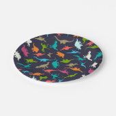 可愛モダンいカラフルおもしろい恐竜キッズパーティー ペーパープレート (アングル)