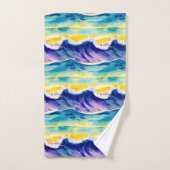 可愛モダンいカラフル夏の太陽ブルーイエロー バスタオルセット (ハンドタオル)