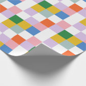 可愛モダンいカラフル大き市松模様にい柄 ラッピングペーパー (角)