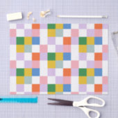 可愛モダンいカラフル大き市松模様にい柄 薄葉紙 (クラフト)