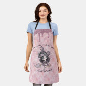 可愛モダンいガーリーピンクのスパークルハロウィーン エプロン (着用した状態)