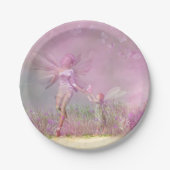 可愛モダンいガーリーピンクの蝶 ペーパープレート (正面)