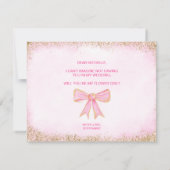 可愛モダンいガーリーbowピンクの水の色のフラワーガール 招待状 (裏面)