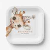 可愛モダンいキリン名第2誕生日パーティー ペーパープレート (正面)