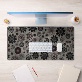 可愛モダンいクールガーリートレンディーフローラルパターンドグレー デスクマット