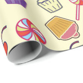 可愛モダンいケーキキャンディとカップケーキパターン ラッピングペーパー (ロールコーナー)