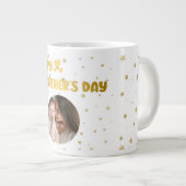 可愛モダンいゴールデンハッピーマザーの日フォトブラック ジャンボコーヒーマグカップ (正面右)