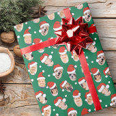 可愛モダンいサおもしろいンタ帽9家族の写真 ラッピングペーパー