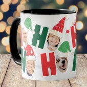 可愛モダンいサンタハット8枚の家族写真 マグカップ