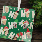 可愛モダンいサンタハット9枚の家族写真 ガラスオーナメント