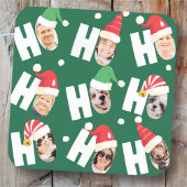 可愛モダンいサンタハット9枚の家族写真 スクエアシール