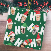 可愛モダンいサンタハット9枚の家族写真 セラミックオーナメント