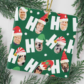 可愛モダンいサンタハット9枚の家族写真 セラミックオーナメント