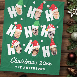 可愛モダンいサンタハット9枚の家族写真 フリースブランケット