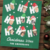 可愛モダンいサンタハット9枚の家族写真 フリースブランケット