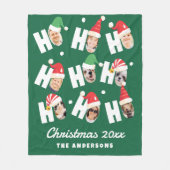 可愛モダンいサンタハット9枚の家族写真 フリースブランケット (正面)