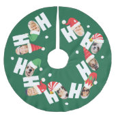 可愛モダンいサンタハット9枚の家族写真 ブラッシュドポリエステルツリースカート (正面)