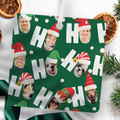 可愛モダンいサンタハット9枚の家族写真 メタルオーナメント