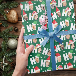 可愛モダンいサンタハット9枚の家族写真 ラッピングペーパー