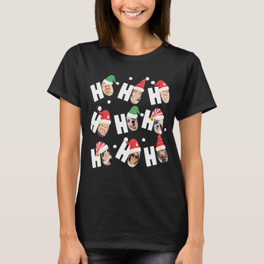 可愛モダンいサンタハット9枚の家族写真 Tシャツ (正面)