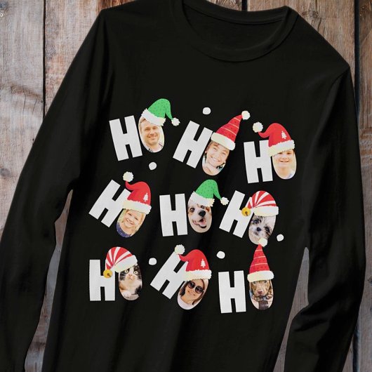 可愛モダンいサンタハット9枚の家族写真 Tシャツ