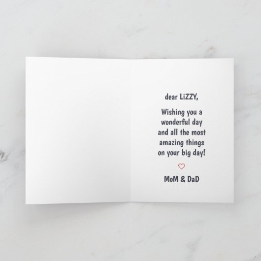 可愛モダンいシンプルカスタム誕生日挨拶 カード (内部)