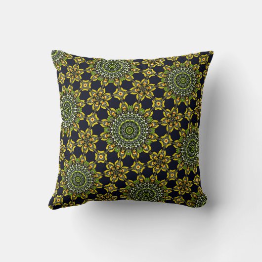 可愛モダンいスタイリッシュ緑と金ゴールド曼荼羅模様 クッション (裏面)