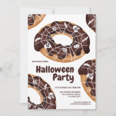 可愛モダンいスパイダスプークドーナツハローウィンパーティ 招待状 (正面)