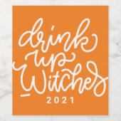 可愛モダンいタイポグラフィ面白いハロウィーン引用文 ワインラベル (シングルラベル)