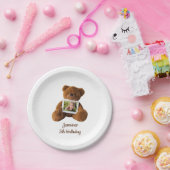 可愛モダンいテディベアの誕生日 ペーパープレート (パーティー)