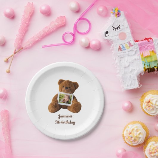 可愛モダンいテディベアの誕生日 ペーパープレート (パーティー)