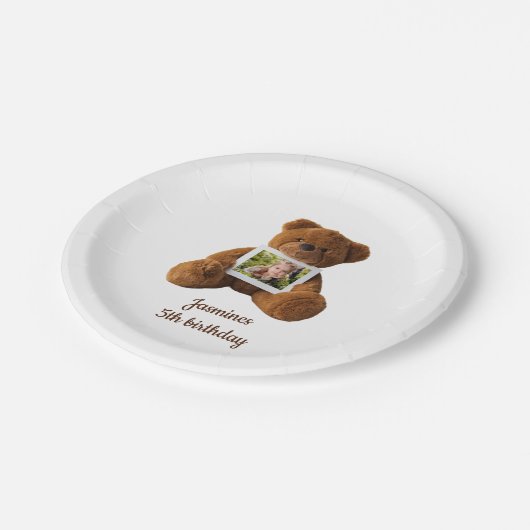 可愛モダンいテディベアの誕生日 ペーパープレート (アングル)