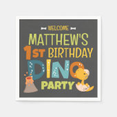 可愛モダンいディノデュラキッド誕生日 スタンダードカクテルナプキン (正面)