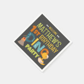 可愛モダンいディノデュラキッド誕生日 スタンダードカクテルナプキン (角)