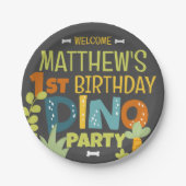 可愛モダンいディノデュラキッド誕生日 ペーパープレート (正面)