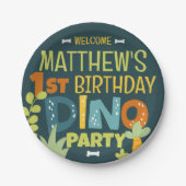 可愛モダンいディノデュラキッド誕生日 ペーパープレート (正面)