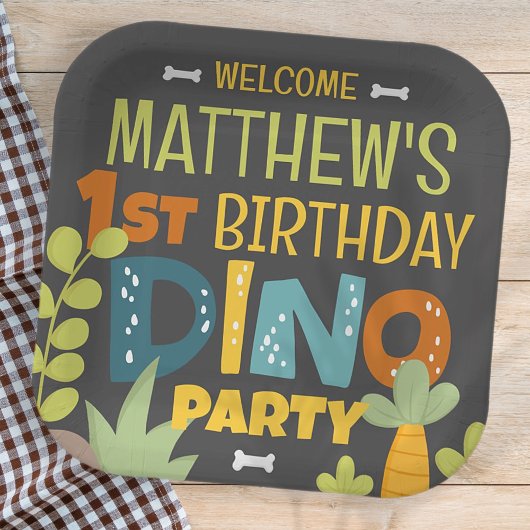 可愛モダンいディノデュラキッド誕生日 ペーパープレート