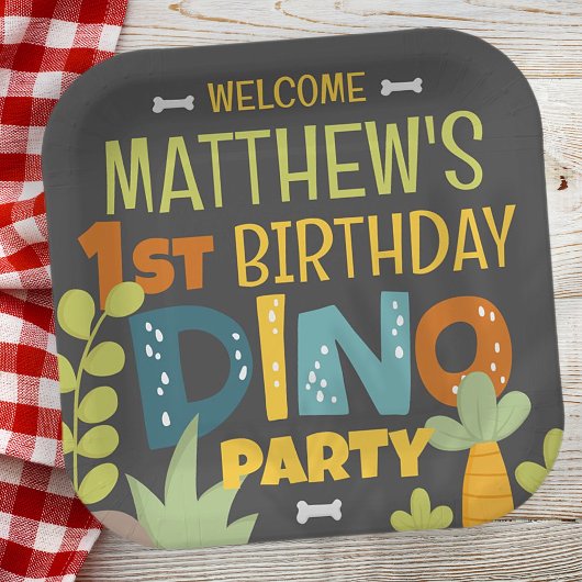 可愛モダンいディノデュラキッド誕生日 ペーパープレート