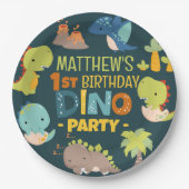 可愛モダンいディノ恐竜キッズバースデーパーティー ペーパープレート (正面)