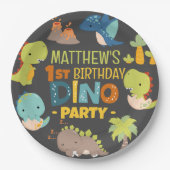 可愛モダンいディノ恐竜キッズバースデーパーティー ペーパープレート (正面)