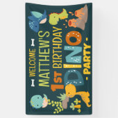 可愛モダンいディノ恐竜キッズバースデーパーティー 横断幕 (縦)