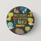 可愛モダンいディノ恐竜キッズバースデーパーティー 缶バッジ (正面)
